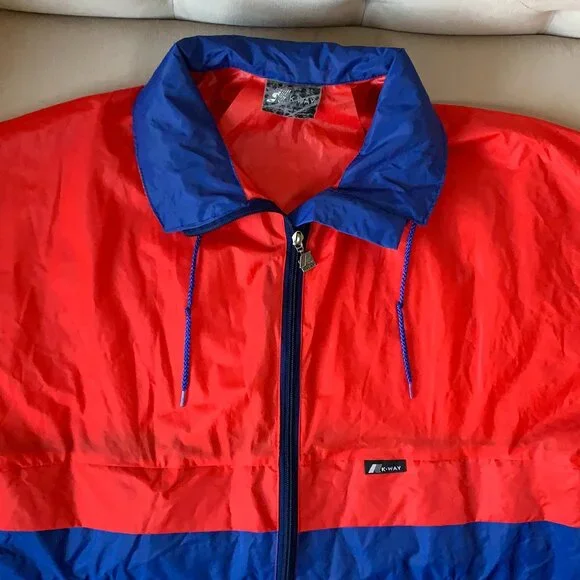 Vintage K-Way Technical Windbreaker Coat Jacket Athleisure Red Blue Fanny Pack - Picture 6 of 16